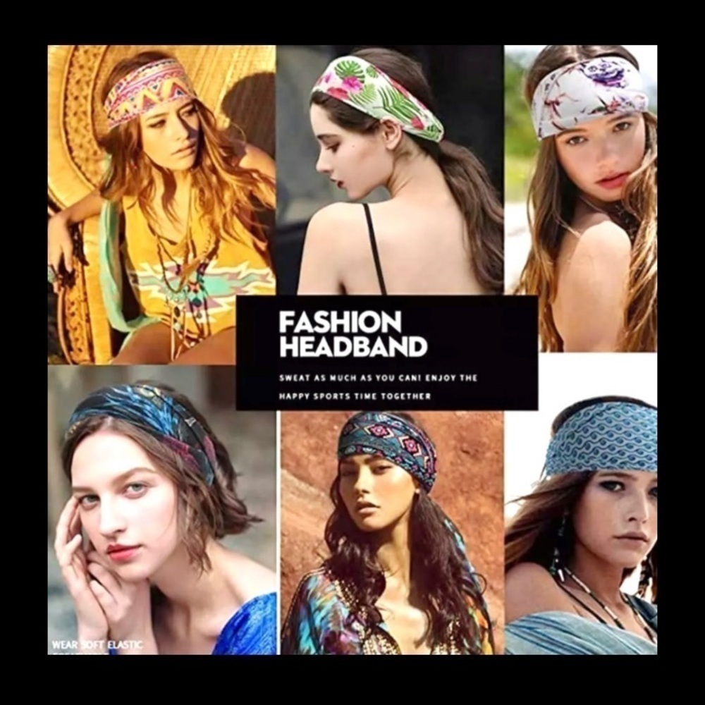 Tie-dye-SOFT MEADOW-Boho Gypsy/hippy wide headband turban silky soft fabric - Picture 6 of 16